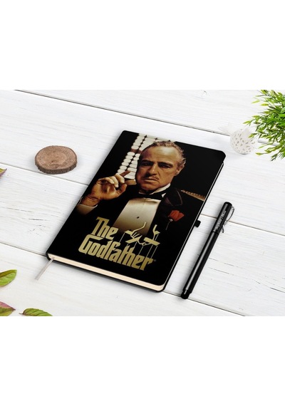 Kişiye Özel Godfather Baba Tasarımlı Siyah Defter Ve Kalem Hediye (492804211)