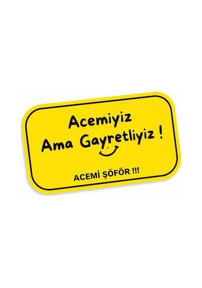 Mega Oto Market Acemi Şoför - Acemi Sürücü Magneti Tak Çıkar Manyetik Araba Bagaj Uyarı Levhası - Acemiyiz Ama Gayretliyiz