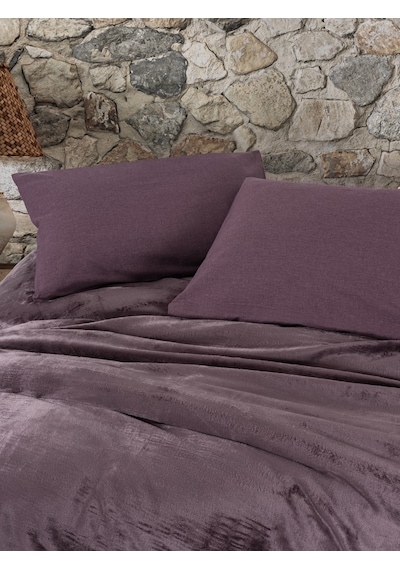 Cotton Box Velvet Çift Kişilik Nevresim Takımı Flossy Mürdüm