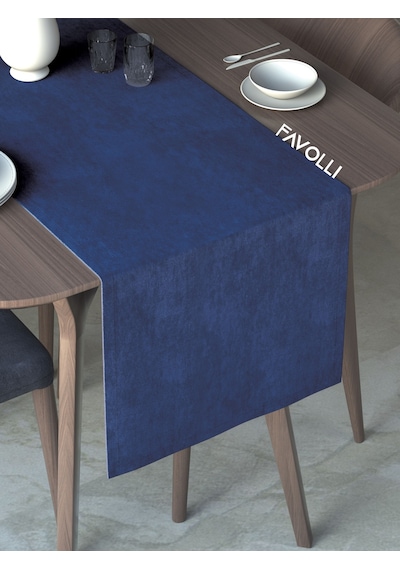 Safir Rengi Kadife Dokulu Runner Dream Series 40 X 140 Safir