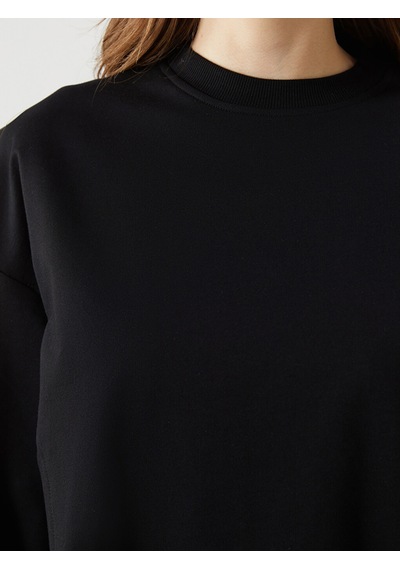 Lcw Modest Siyah Bisiklet Yaka Oversize Kadın Tesettür Sweatshirt