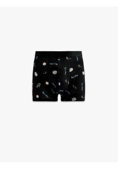 Koton Lisanslı Rick And Morty Baskılı 3'lü Pamuklu Boxer Seti Siyah 6slm90029mk