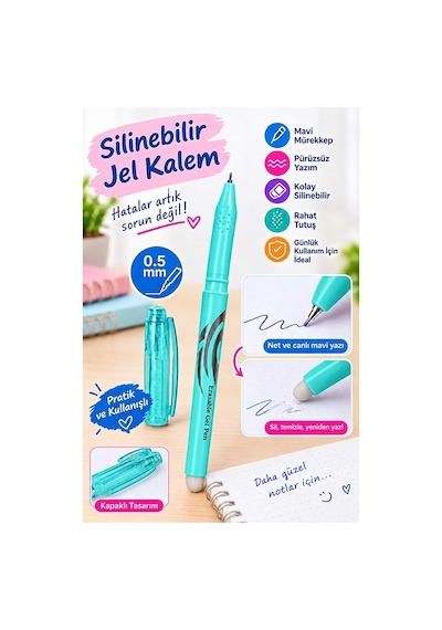 Mavi Silinebilir Tükenmez Kalem 1 Adet Pastel Renkli Mavi Silinebilir Jel Pilot Kumaş Kalem Mürekkepli Kolay Silinebilir Yeşil
