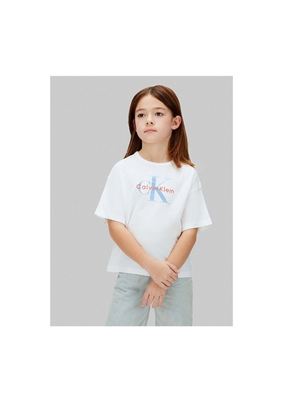 Calvin Klein Beyaz Kız Çocuk Baskılı T-shirt Lvcksja20gyaf-16307