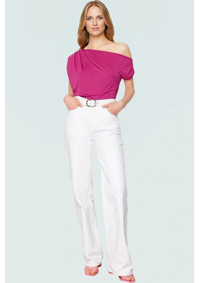 Frm Regular Kalıp Polyester Bluz Yazlık Şıklık Seçkin Malzeme FUŞYA