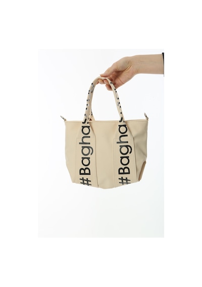 Baghashtag Krem Mini Su Geçirmez Kulp Yazılı Tote Çanta Çok Renkli