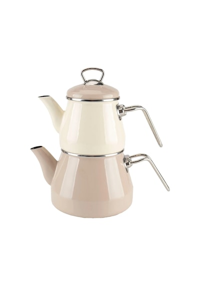 Bambum Lumino 7229 Metal Kulplu Emaye Çaydanlık Takımı Bej