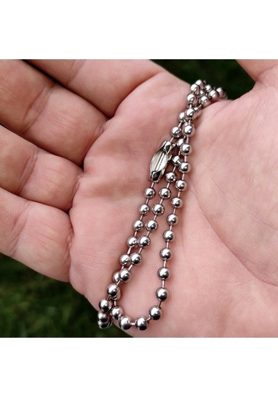 4.5mm 50cm Kalın Kısa Top Boncuk Kolye Zincir Çelik Rengi Paslanmaz Çelik Gümüş