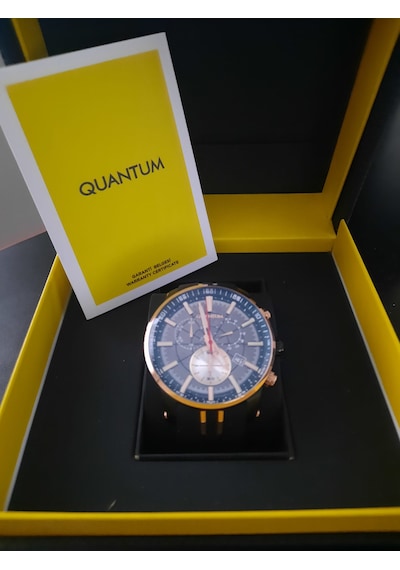 Quantum Erkek Siyah Silikon Kayış Lacivert Kadran Gold Kasa Kol Saati