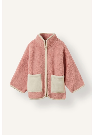 Defacto Dik Yaka Fermuarlı Cepli Pelüş Hırka Kız Bebek H9006a526aupn243 Pembe-pn243