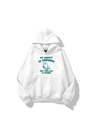 Startmore Unisex My Anxiety İs Chronic Sweatshirt Beyaz Beyaz