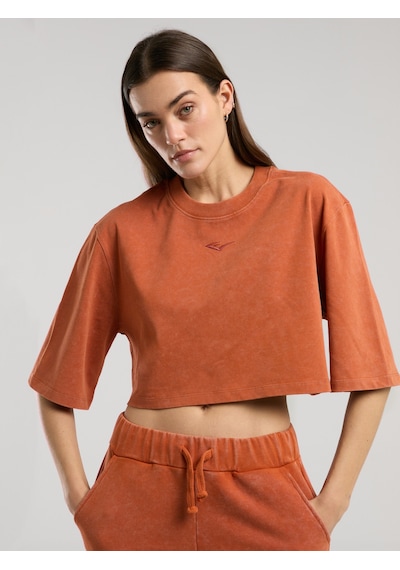 Everlast Bronx 1910 Oversize Turuncu Crop Kadın Tişört Kiremit