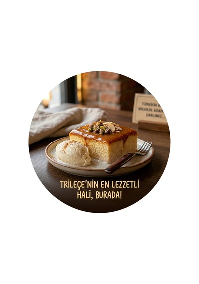 Trileçe Temalı Tatlıcılar Pastaneler Restoranlar İçin Ahşap Duvar Kapı Dekoratif Süs Tablo 4
