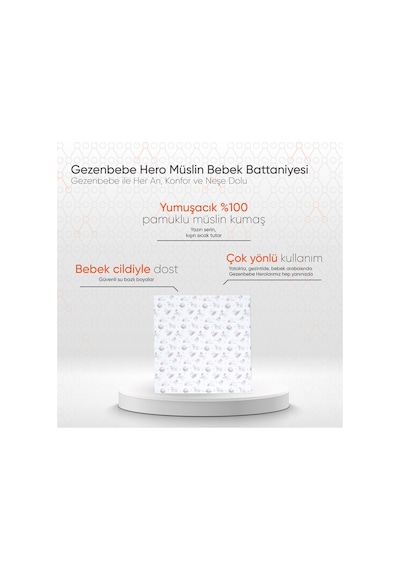 Gezenbebe Hero Müslin Bebek Battaniye 120x120 Bej
