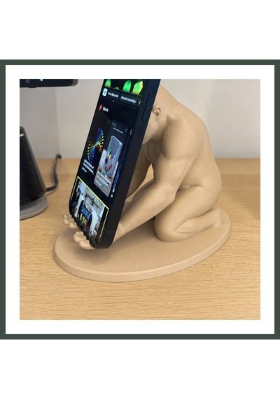 Bezos 3d Baskı Goril Telefon Tutucu - Kaslı Goril Masaüstü Telefon Standı-bej Nhr Standart