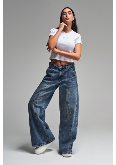 it's basic Kadın T.kot Rengi Palazzo Fit Tasarım Denim Jean Kırmızı