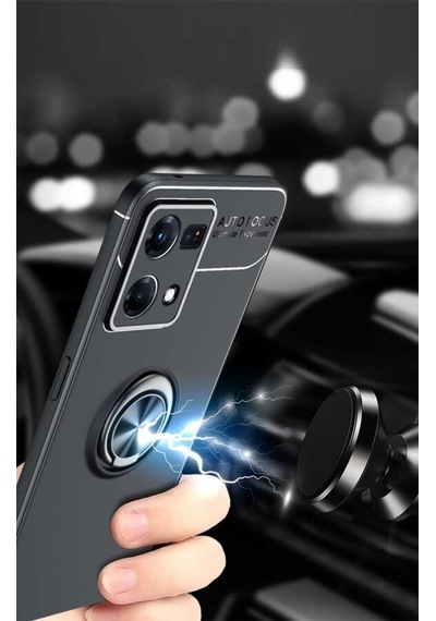 Oppo Reno 7 4G Kılıf Zore Ravel Yüzüklü Silikon Kılıf