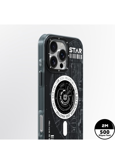 Apple Uyumlu iPhone 16 Pro Kılıf Magsafe Özellikli Airbagli Hologram Tasarımlı Youngkit Interstellar Serisi Füme