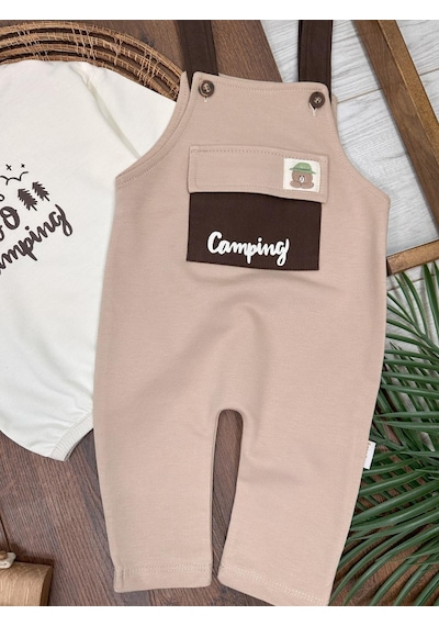 Bebicix Let's Go Sweatshirt Salopet Erkek 2'li Takım Krem