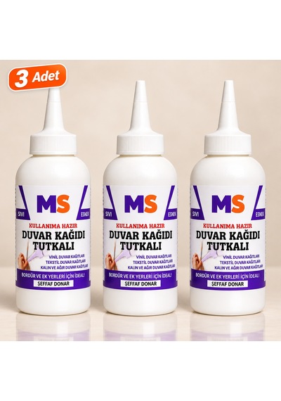 3 Adet Duvar Kağıdı Tutkalı 150 Gr Şeffaf Hazır Ovalit Sıvı Güçlü Bordür Vinil Tekstil Yapıştırıcısı