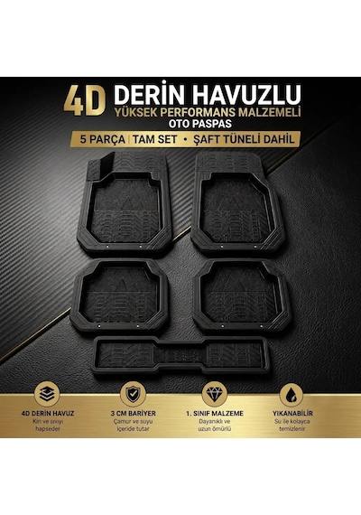 Wöbermann Fiat Linea Uyumlu 4d Premium Oto Paspas Takımı Kesilebilir Universal Yapı