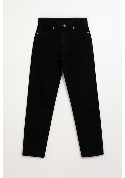 Kadın Yüksek Bel Mom Fit Siyah Jean Pantolon Siyah