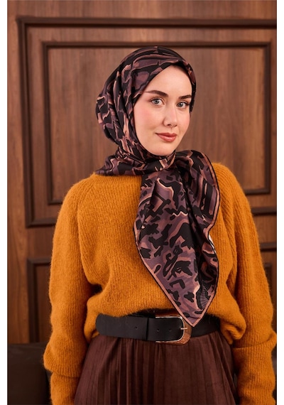Silk Home Twill İpek Eşarp Pastel Mor Siyah Soğan Kabuğu Desenli Tok Duruşlu 90x90 Çok Renkli Silk Home Twill İpek Eşarp Pastel Mor Siyah Soğan Kabuğu Desenli Tok Duruşlu 90x90 Çok Renkli