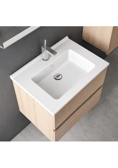 Dura Sees Tezgah Üstü Slim Lavabo 65x46,5 Cm Dolap Uyumlu Batarya Delikli Beyaz 5810