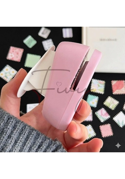 Pembe Pul Delgeç Tasarım Scrapbooking Malzemesi - Pul Şekilli Delgeç Kağıt Kesici Genel