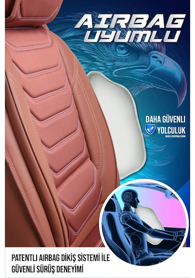 Renault Modus Uyumlu Lüx Deri Oto Koltuk Kılıfı Ön Arka Set Tarçın Sport Serisi Fs