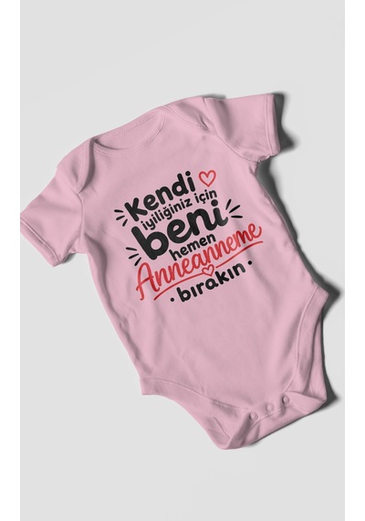 Morivokids Anneanneye Özel Kısa Kollu Bebek Body %100 Pamuk Zbn284-kk Koyu Pembe