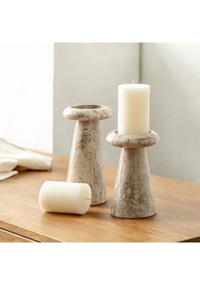 Silver Travertine Glow Küçük Mumluk Natural