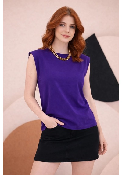 Bbbutikbasic T Kol Penye Bluz Hkn34 Mor