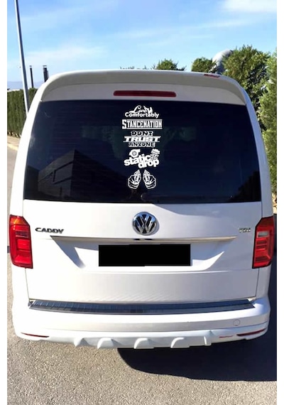 Oto Arka Cam Sticker Model 61 İngilizce Beyaz 40 20 Cm