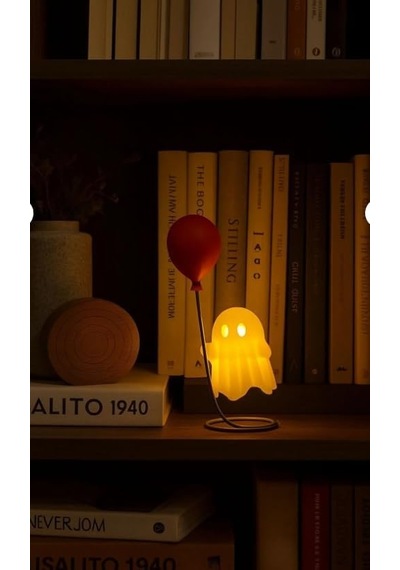 Sevimli Balonlu Hayalet Figürü, 10x11 Cm, Beyaz, Pilli Led Mumlu, Masa Üstü Dekoratif Aksesuar Diğer