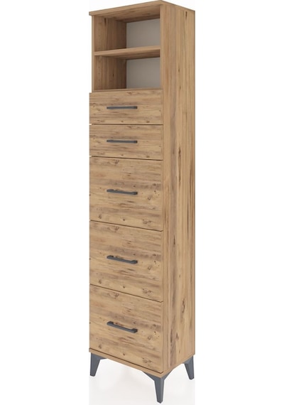 Arges Dolap 2 Raflı 5 Çekmeceli 44x30x182 Çam-çam Atlas Çam