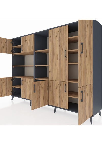 Hyperion Dolap 14 Raflı 9 Kapaklı 220x44x163 Antrasit-çam Atlas Çam - Antrasit Hyperion Dolap 14 Raflı 9 Kapaklı 220x44x163 Antrasit-çam Atlas Çam - Antrasit