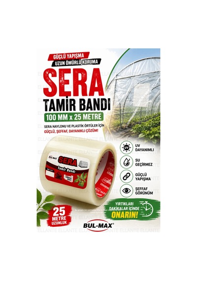 Sera Tamir Bandı 100 Mm X 25 Metre Şeffaf Uv Dayanımlı Güçlü Yapışkanlı Sera Naylonu Onarım Bandı