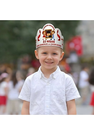 23 Nisan Çocuk Bayramı Tacı 6 Adet Ayarlanabilir Karton Taç 56 Cm 7