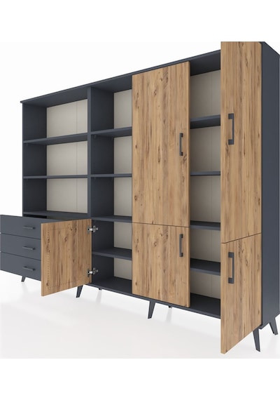 Arges Dolap 11 Raflı 3 Çekmeceli 5 Kapaklı 220x30x163 Antrasit-ça Antrasit-çam/antrasit Arges Dolap 11 Raflı 3 Çekmeceli 5 Kapaklı 220x30x163 Antrasit-ça Antrasit-çam/antrasit