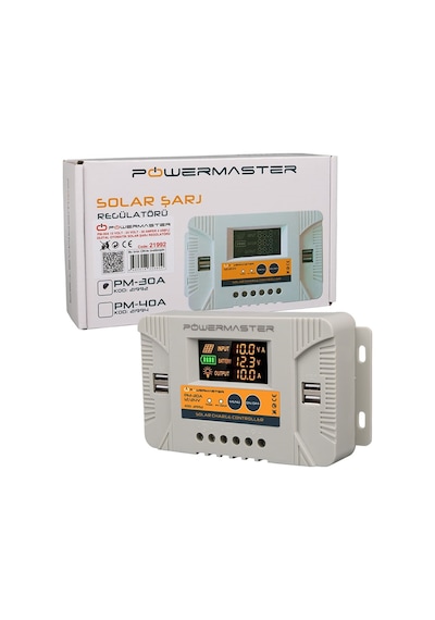 Powermaster Pm-30a 12v-24v 30 Amper 4 Usb Çıkışlı Dijital Ekranlı Solar Şarj Regülatörü