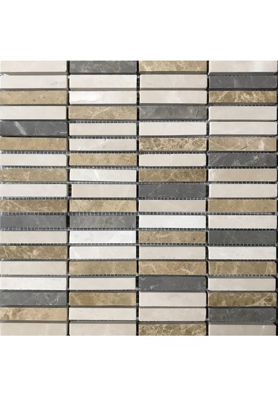 Doğaltaş 30,5X30Cm Mermer Mix Mutfak Tezgah Arası Fileli Cilalı