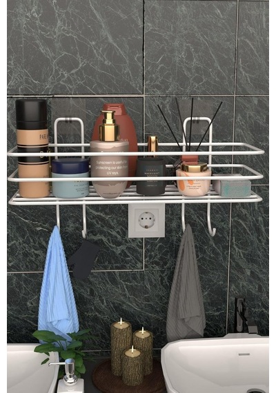 Risingmaber Metal Beyaz Yapışkanlı Banyo Düzenleyici Raf, Şampuanlık Duş Rafı Ve Organizer Mt119b Diğer