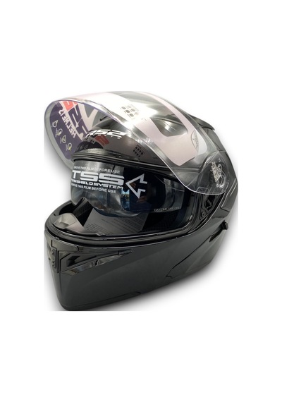 Motosiklet Rs2 Kask Çene Açılır Güneş Vizör Glos Black Kask370gmatxl Siyah