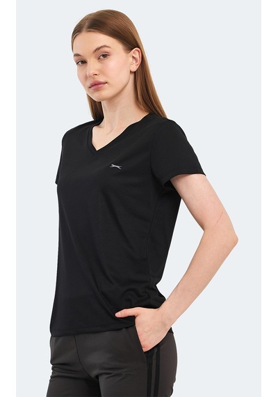 Slazenger RIVE Kadın V Yaka Siyah Tişört