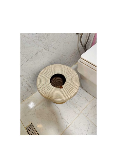 Jüt, Hasır, Çöp Kovası, Mutfak Çöp Kovası, Banyo Çöp Kovası, Doğal, Natürel, Jüt Kova, Modern Kova Hasır-krem Hasır-krem