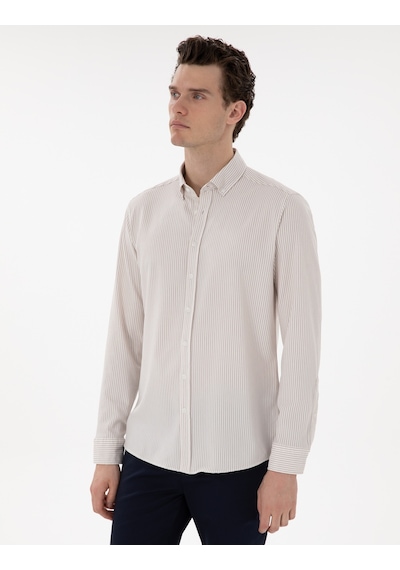 Pierre Cardin Erkek Bej Gömlek Desenli 50301583-vr011 Bej
