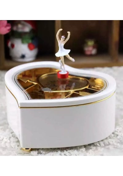 Mobgift Kalp Kurmalı Müzik Kutusu Beyaz