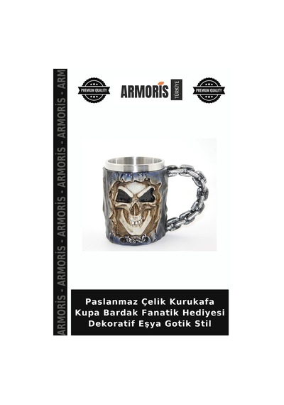 Paslanmaz Çelik Kurukafa Kupa Bardak Fanatik Hediyesi Dekoratif Eşya Gotik Stil Çok Renkli