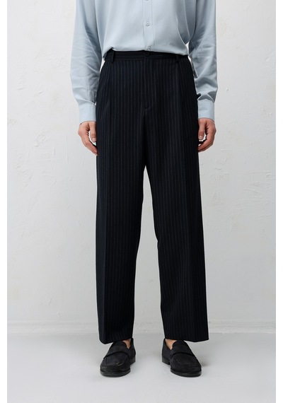 Antioch Relaxed Fit Çizgili Erkek Takım Elbise Lacivert